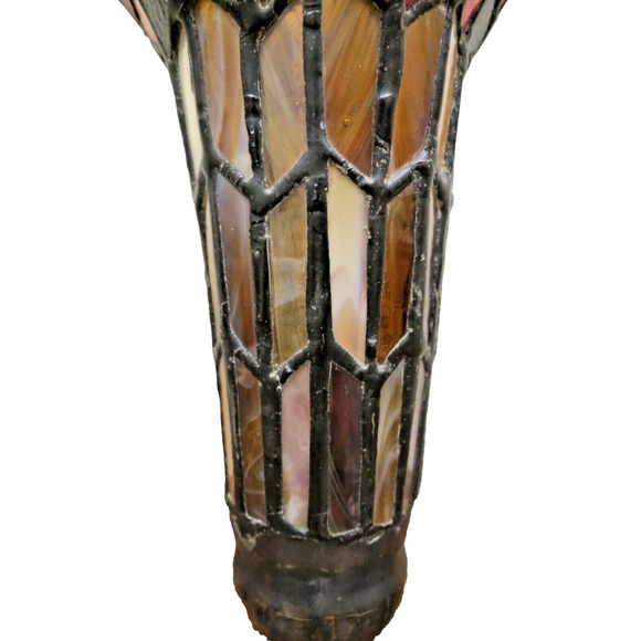 Vintage Stained Glass Fluted Lamp Light Shade - Picture 4 of 9